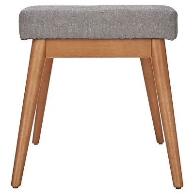 Sullivan Oak Mid Century Linen Bench - Inspire Q Smoke 5 Sullivan Oak Mid Century Linen Bench - Inspire Q Smoke – Image 3