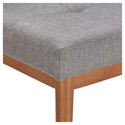 Sullivan Oak Mid Century Linen Bench - Inspire Q Smoke 7 Sullivan Oak Mid Century Linen Bench - Inspire Q Smoke – Image 5