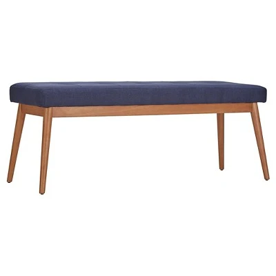 Sullivan Oak Mid Century Linen Bench - Inspire Q Smoke 10 Sullivan Oak Mid Century Linen Bench - Inspire Q Smoke – Image 8