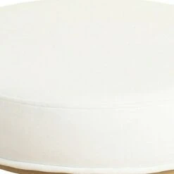 Round Shape Metal Framed Stool with Velvet Upholstered Seat White and Gold - Benzara -Ottomans Official Shop unnamed file 357