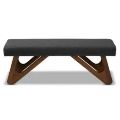 Rika Upholstered Brown Boomerang Bench - Baxton Studio Dark Gray -Ottomans Official Shop unnamed file 3580
