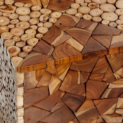 Olivia & May Contemporary Teak Wood Accent Stool Brown - Olivia & May 4 Olivia & May Contemporary Teak Wood Accent Stool Brown - Olivia & May – Image 2