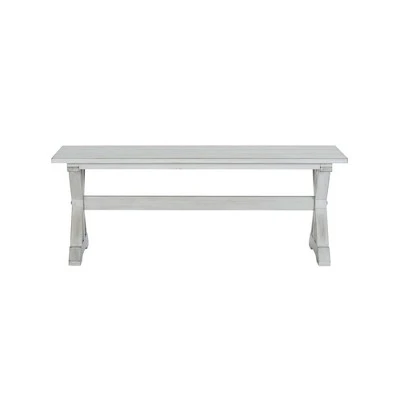 Rectangular Dining Bench with X Shaped Pedestal Legs White - Benzara 3 Rectangular Dining Bench with X Shaped Pedestal Legs White - Benzara