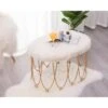 Fabulaxe Set of 2 Gold Metal Side Accent Table Stools with White Fur Top Seat 2 Fabulaxe Set of 2 Gold Metal Side Accent Table Stools with White Fur Top Seat -Ottomans Official Shop unnamed file 363