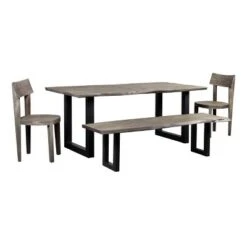 Yukon Live Edge Dining Bench Gray - Treasure Trove Accents -Ottomans Official Shop unnamed file 3647