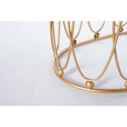 Fabulaxe Set of 2 Gold Metal Side Accent Table Stools with White Fur Top Seat -Ottomans Official Shop unnamed file 366