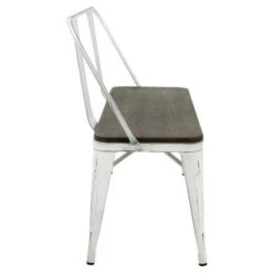 Oregon Industrial Farmhouse Dining/Entryway Bench - Vintage White Metal/Expresso Bamboo - Lumisource