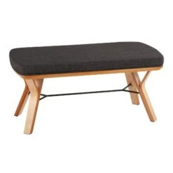 42" Folia Wood Bench - LumiSource Natural/charcoal 16 42" Folia Wood Bench - LumiSource Natural/charcoal -Ottomans Official Shop unnamed file 3725