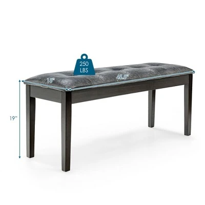 Costway Upholstered Dining Bench w/Padded Seat for Kitchen Bedroom Entryway Grey 3 Costway Upholstered Dining Bench w/Padded Seat for Kitchen Bedroom Entryway Grey