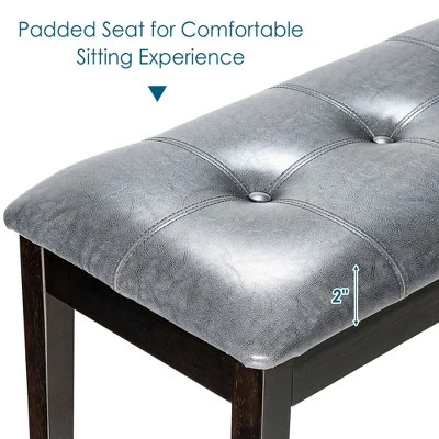 Costway Upholstered Dining Bench w/Padded Seat for Kitchen Bedroom Entryway Grey 6 Costway Upholstered Dining Bench w/Padded Seat for Kitchen Bedroom Entryway Grey – Image 4