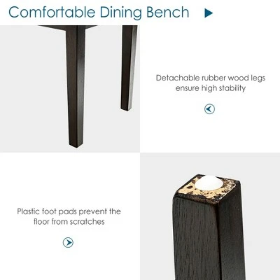 Costway Upholstered Dining Bench w/Padded Seat for Kitchen Bedroom Entryway Grey 8 Costway Upholstered Dining Bench w/Padded Seat for Kitchen Bedroom Entryway Grey – Image 6