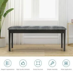 Costway Upholstered Dining Bench w/Padded Seat for Kitchen Bedroom Entryway Grey 17 Costway Upholstered Dining Bench w/Padded Seat for Kitchen Bedroom Entryway Grey -Ottomans Official Shop unnamed file 3778