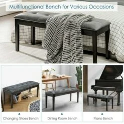 Costway Upholstered Dining Bench w/Padded Seat for Kitchen Bedroom Entryway Grey 18 Costway Upholstered Dining Bench w/Padded Seat for Kitchen Bedroom Entryway Grey -Ottomans Official Shop unnamed file 3779