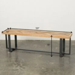 Sullivans Wood Top Bench With V-Pattern 18"H Brown -Ottomans Official Shop unnamed file 3793