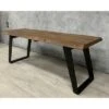 50" Light Acacia Wood Live Edge Dining Table Light Brown/Black - Timbergirl -Ottomans Official Shop unnamed file 3819