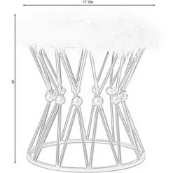 Fabulaxe Round Gold Metal Accent Vanity Stool with White Fur Top Seat, Decorative Side Table -Ottomans Official Shop unnamed file 382