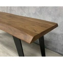 50" Light Acacia Wood Live Edge Dining Table Light Brown/Black - Timbergirl -Ottomans Official Shop unnamed file 3821