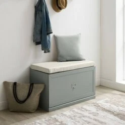 Harper Entryway Storage Bench - Crosley Gray/creme