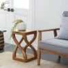 Olivia & May Contemporary Helix Pattern Teak Wood Stool Brown - Olivia & May -Ottomans Official Shop unnamed file 392