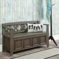 48" Halifax Entryway Storage Bench - WyndenHall Light Avalon Brown