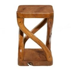 Olivia & May Contemporary Helix Pattern Teak Wood Stool Brown - Olivia & May -Ottomans Official Shop unnamed file 395