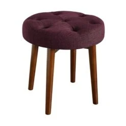 Adore Decor Penelope Round Tufted Stool - Adore Décor Navy