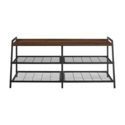 42" Urban Industrial Metal and Wood Entry Bench - Saracina Home Gray Wash -Ottomans Official Shop unnamed file 3982