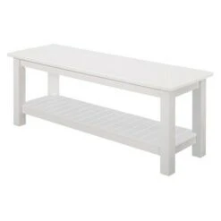 50'' Country Style Entry Bench with Slatted Shelf - White - Saracina Home