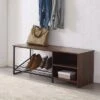 48" Urban Industrial Entry Bench with Shoe Storage - Saracina Home Dark Walnut -Ottomans Official Shop unnamed file 4004