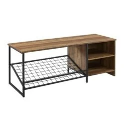 48" Urban Industrial Entry Bench with Shoe Storage - Saracina Home Dark Walnut 17 48" Urban Industrial Entry Bench with Shoe Storage - Saracina Home Dark Walnut -Ottomans Official Shop unnamed file 4011
