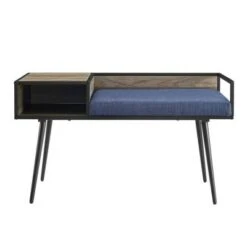 Modern Telephone Entry Bench with Cushion - Saracina Home Gray -Ottomans Official Shop unnamed file 4017
