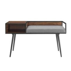 Modern Telephone Entry Bench with Cushion - Saracina Home Gray -Ottomans Official Shop unnamed file 4018