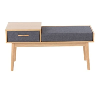 40" Telephone Polyester Wood Contemporary Bench - LumiSource Natural/gray 6 40" Telephone Polyester Wood Contemporary Bench - LumiSource Natural/gray – Image 4
