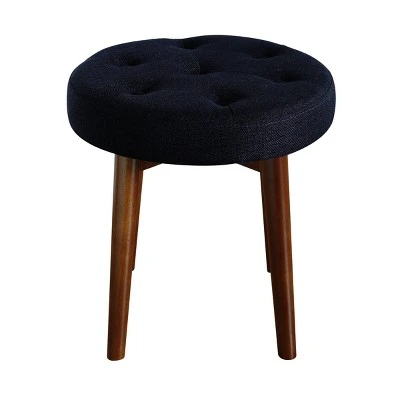 Adore Decor Penelope Round Tufted Stool - Adore Décor Navy 10 Adore Decor Penelope Round Tufted Stool - Adore Décor Navy – Image 8