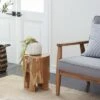 Olivia & May Contemporary Live Edge Teak Wood Stool Brown - Olivia & May -Ottomans Official Shop unnamed file 405