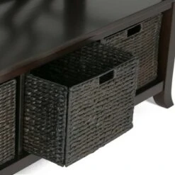 47" Nolan Solid Wood Storage Bench with Basket Storage Espresso Brown - WyndenHall -Ottomans Official Shop unnamed file 4052