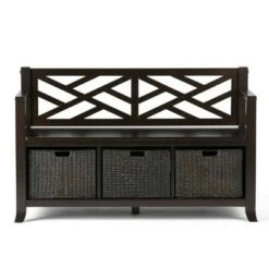 47" Nolan Solid Wood Storage Bench with Basket Storage Espresso Brown - WyndenHall -Ottomans Official Shop unnamed file 4054