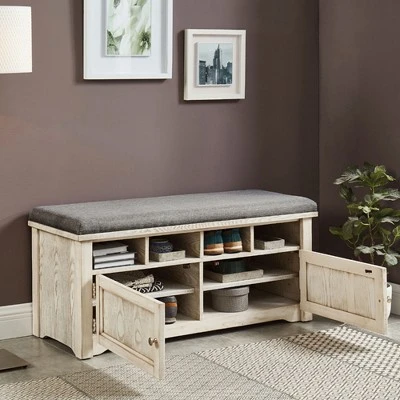 Gidney Storage Bench Weather White - HOMES: Inside + Out 4 Gidney Storage Bench Weather White - HOMES: Inside + Out – Image 2