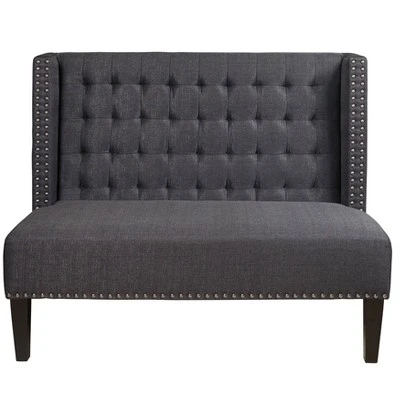 Tufted Nailhead Trim Entryway Bench Anthracite Gray - HomeFare 4 Tufted Nailhead Trim Entryway Bench Anthracite Gray - HomeFare – Image 2