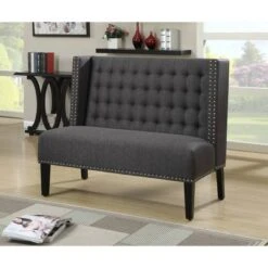 Tufted Nailhead Trim Entryway Bench Anthracite Gray - HomeFare 9 Tufted Nailhead Trim Entryway Bench Anthracite Gray - HomeFare -Ottomans Official Shop unnamed file 4084