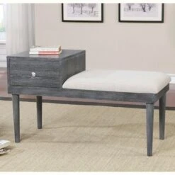 Luce Mid Century Modern Storage Bench Weathered Gray - HOMES: Inside + Out