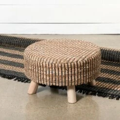 Park Hill Collection Woven Recycled Leather Stool