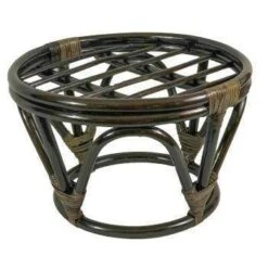 Rattan Footstool with Twill Cushion - International Caravan Grape