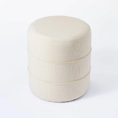 Threshold Designed W/Studio McGee Catalina Mudcloth Round Ottoman - Threshold™ designed with Studio McGee Cream 4 Threshold Designed W/Studio McGee Catalina Mudcloth Round Ottoman - Threshold™ designed with Studio McGee Cream – Image 2