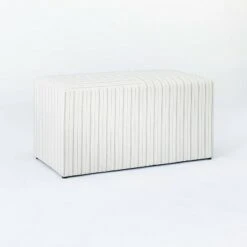 Threshold Designed W/Studio McGee Lynwood Cube Bench - Threshold™ designed with Studio McGee Wide Striped Cream -Ottomans Official Shop unnamed file 4225