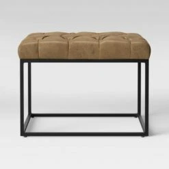 Trubeck Tufted Metal Base Ottoman Faux Leather - Project 62™ Brown -Ottomans Official Shop unnamed file 4235