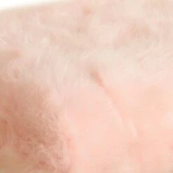 Square Wooden Stool with Faux Fur Upholstered Seat and Cabriole Legs Pink/Brown - Benzara -Ottomans Official Shop unnamed file 424