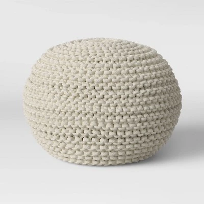 Cloverly Chunky Knit Pouf - Threshold Blush/beige 11 Cloverly Chunky Knit Pouf - Threshold Blush/beige – Image 9