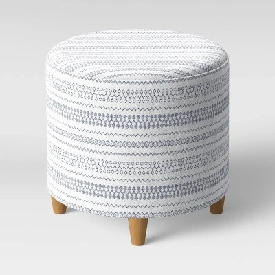 Round Woven Ottoman Blue/White - Threshold™ 4 Round Woven Ottoman Blue/White - Threshold™ – Image 2