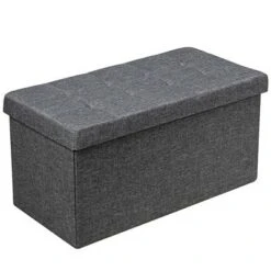 Costway 31.5''Fabric Foldable Storage Ottoman Toy Chest W/Removable Storage Bin Grey Dark Grey -Ottomans Official Shop unnamed file 4372